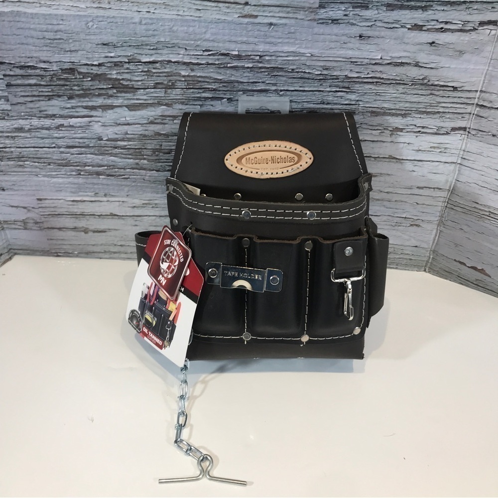 MCGUIRE Nicholas 12 Pocket Oil Tan Leather Electrician Tool Pouch Heavy Duty